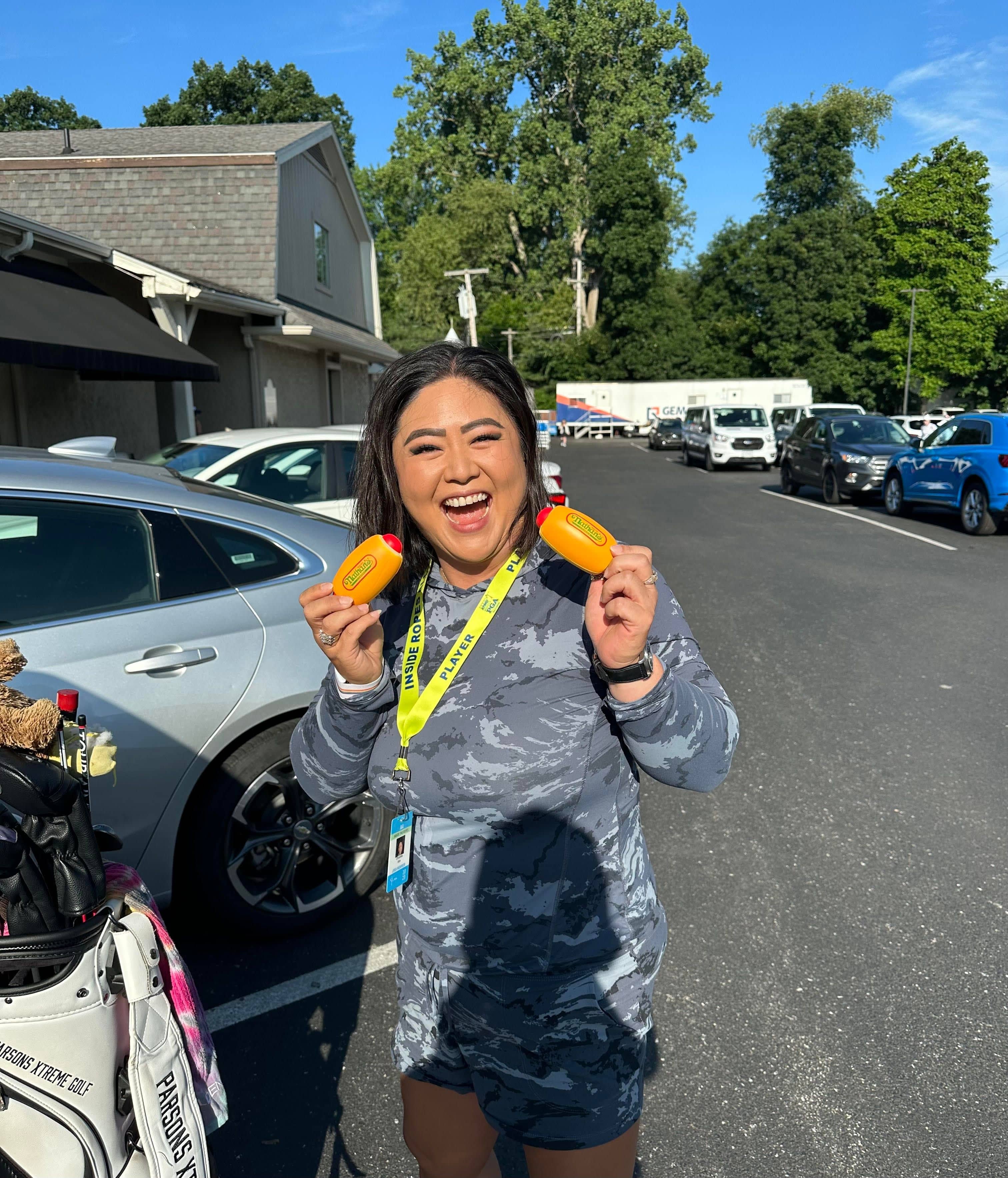 Caddying for Christina Kim